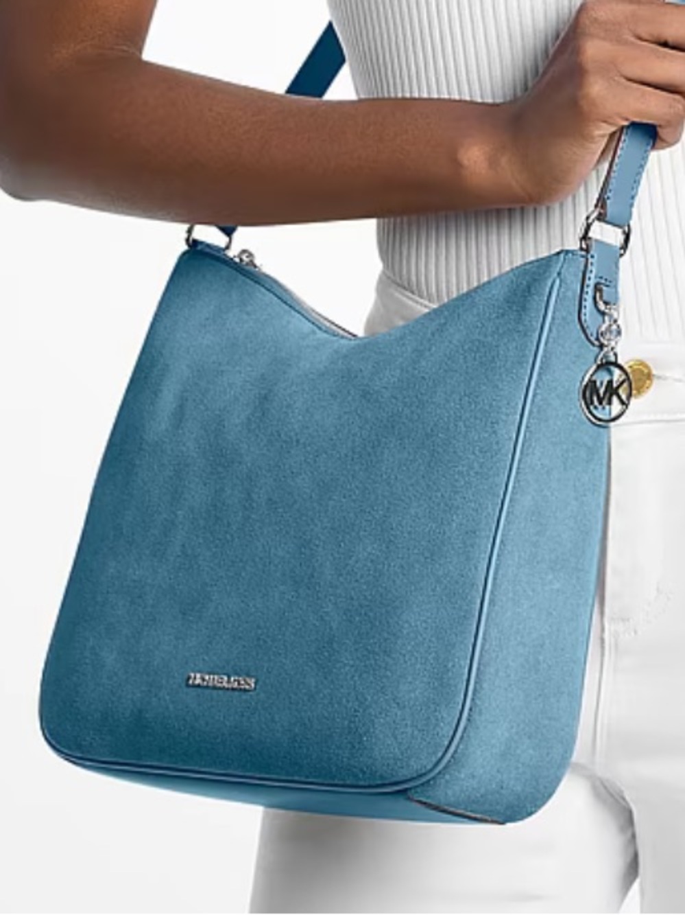Michael Kors Dusty Blue Suede Shoulder Bag
